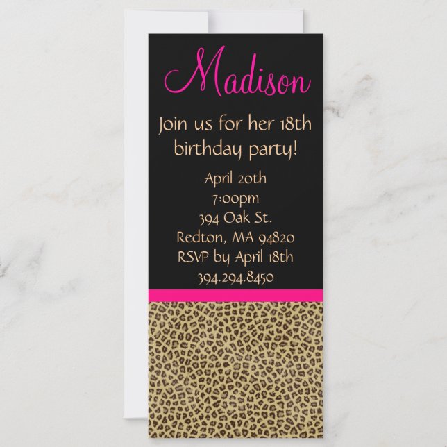 Cheetah Birthday-inbjudan Inbjudningar (Framsida)