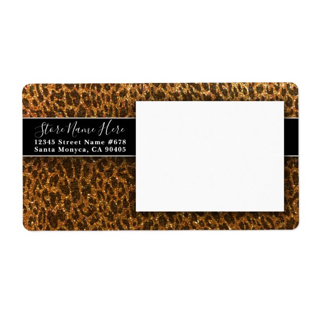 Cheetah Black Gold Glitter Leopard Djurtryck Fraktsedel (Framsidan)