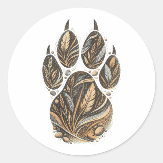 Cheetah Botanical Footprint Nature Sticker Runt Klistermärke