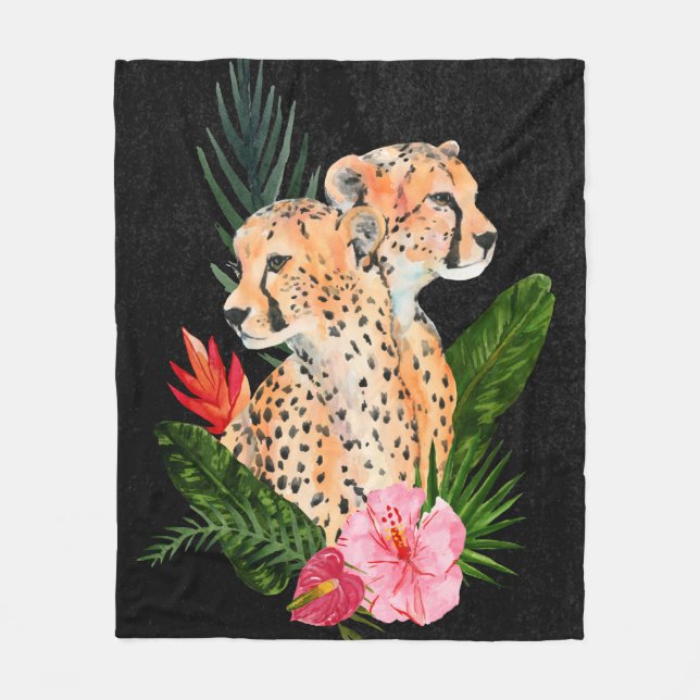 Cheetah Bouquet Fleecefilt (Framsidan)