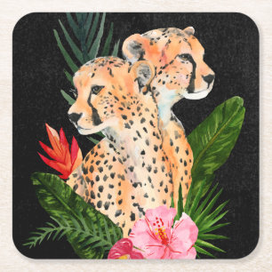 Cheetah Bouquet Underlägg Papper Kvadrat