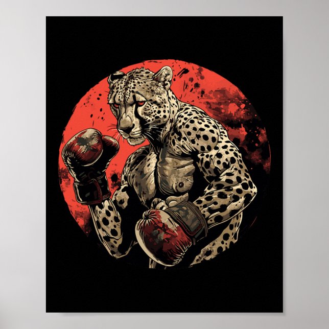 Cheetah Boxer Fighter Boxing Poster (Framsidan)