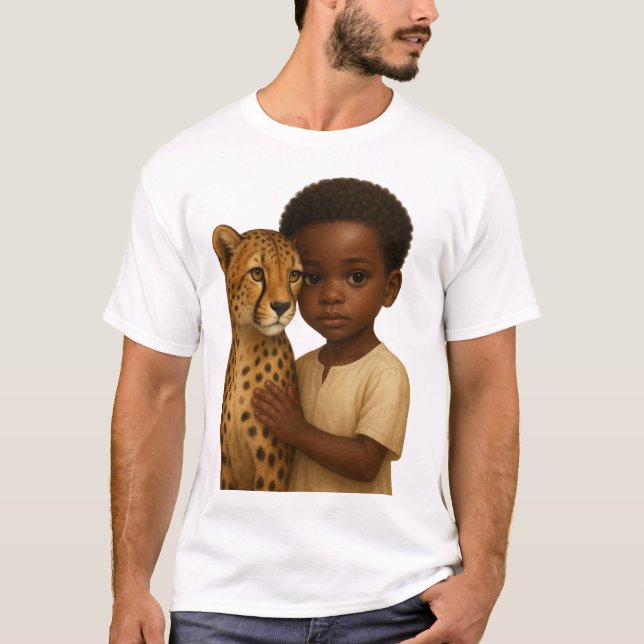 Cheetah & Boy: Bond of the wild and innocent T Shirt (Framsida)