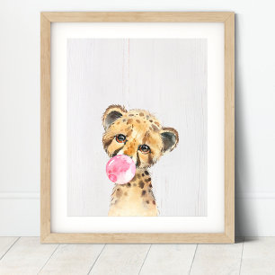 Cheetah Bubble Jungle Safari Nursery Art Skriv ut Poster