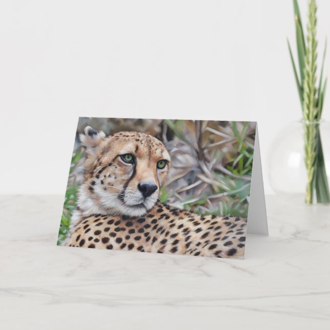 Cheetah Cat Vild Animal Art Note Card Kort (Framsida)