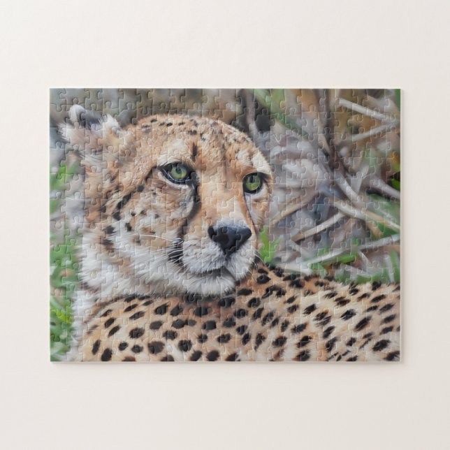 Cheetah Cat Vild Art Nature Puzzle Pussel (Horisontell)