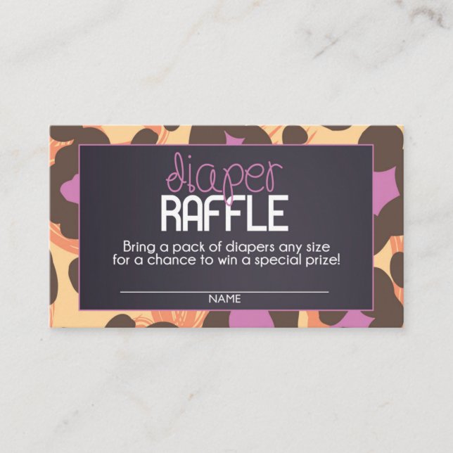 Cheetah Diaper Raffle Biljett Tilläggskort (Framsida)