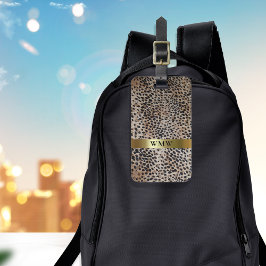 Cheetah Digital Leather Guld Metallic Monogram Lug Bagagebricka
