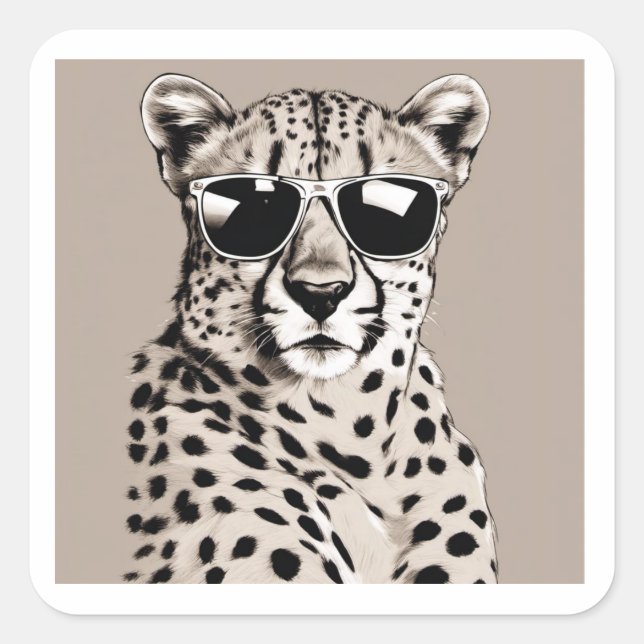 Cheetah Diva Fyrkantigt Klistermärke (Framsida)