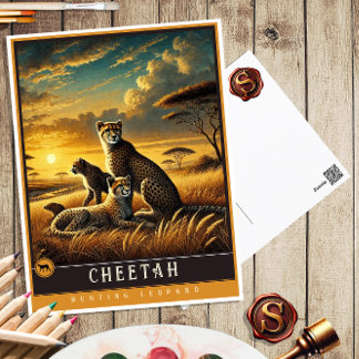 Cheetah | Djurvykort för Vintage av nödfamiljen Vykort