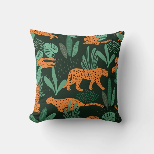 Cheetah Exotic: Tropical Summer Seamless. Kudde (Framsida)