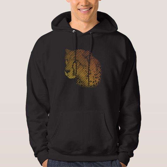 Cheetah Face in Red and Orange Stripes for Cheetah Hoodie (Framsida)