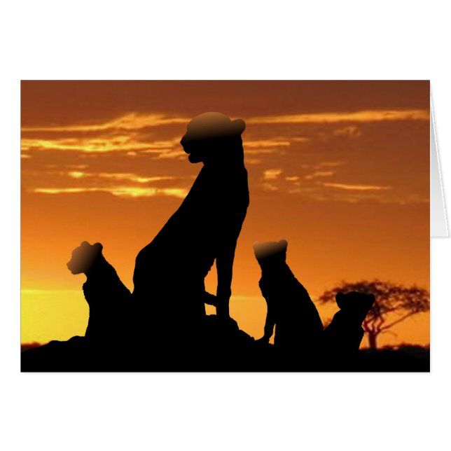 Cheetah-familjen Hälsningskort (Framsidan Horizontal)