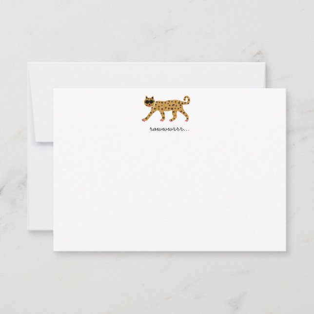 Cheetah Flat Notecard Tack Kort (Framsida)