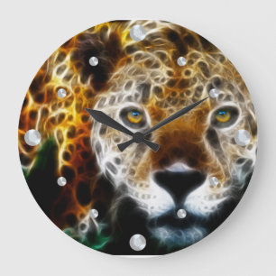 Cheetah Fractal Wall Clock Stor Klocka