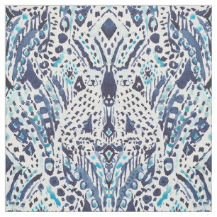 CHEETAH FRIEND Ikat Tribal in Indigo Tyg