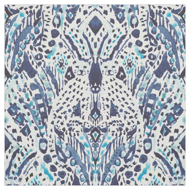 CHEETAH FRIEND Ikat Tribal in Indigo Tyg (Provkarta)