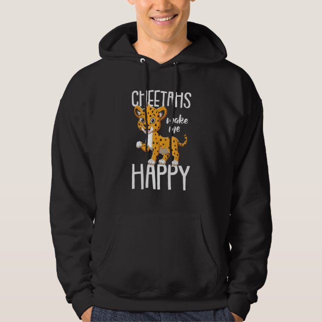 Cheetah Funny Cheetahs gör mig till Lycklig Kids Hoodie (Framsida)