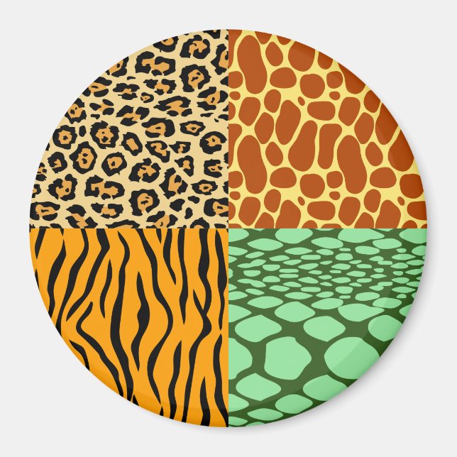 Cheetah, Giraffe, Tiger och Snake Magnet (Framsidan)