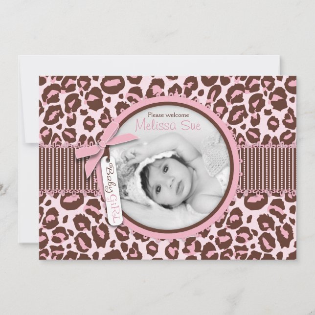 Cheetah Girl Announcement Card Meddelande (Framsida)