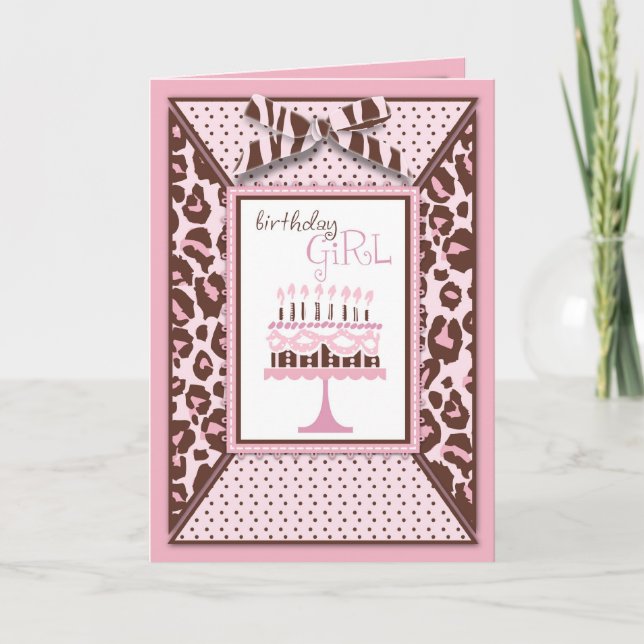 Cheetah Girl Birthday Card Kort (Framsida)