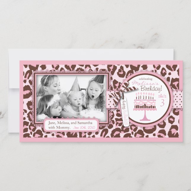 Cheetah Girl Birthday Photo Card (Framsida)
