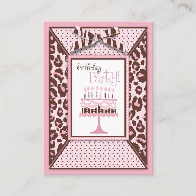Cheetah Girl Birthday Reminder Card Tilläggskort (Framsida)