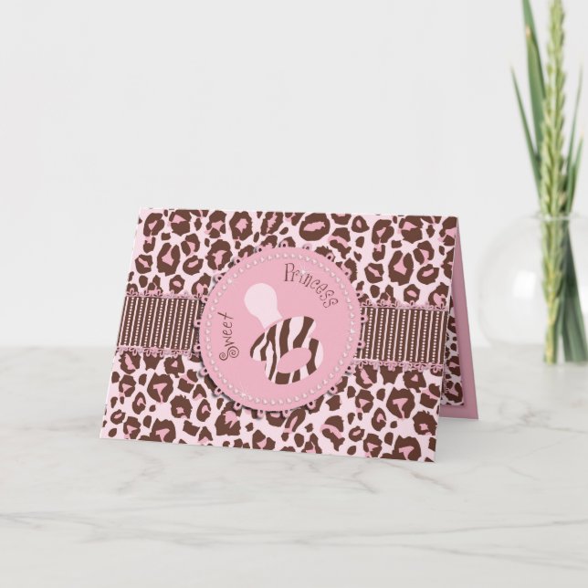 Cheetah Girl Card Rosa B Kort (Framsida)