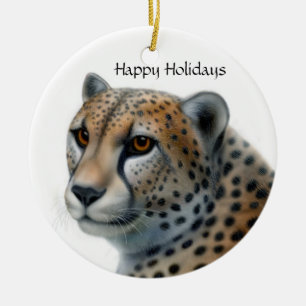 Cheetah glad helg julgransprydnad keramik