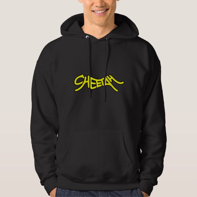Cheetah Graffiti Style Typography Bold Yellow Hoodie (Framsida)