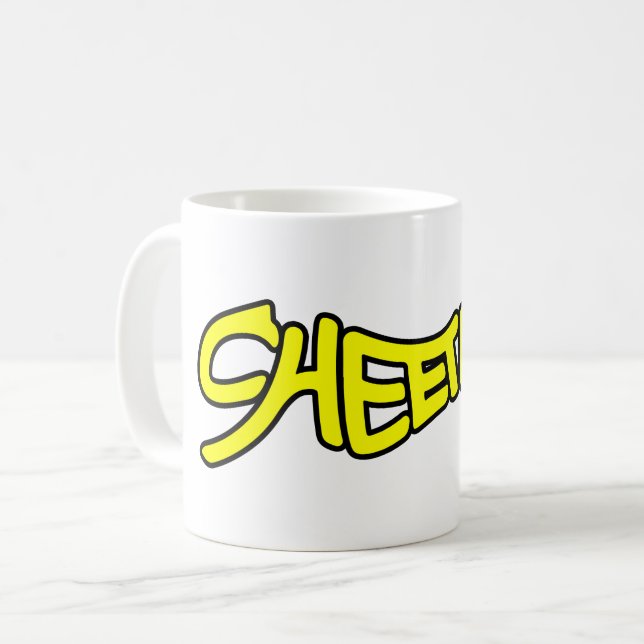 Cheetah Graffiti Style Typography Bold Yellow Kaffemugg (Framsida vänster)