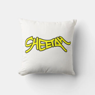 Cheetah Graffiti Style Typography Bold Yellow Kudde