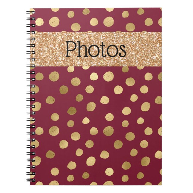 Cheetah Guld Burgundy Metallic Photos Anteckningsbok (Framsidan)