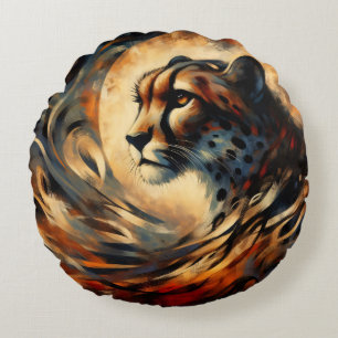 Cheetah Harlem Renaissance Modern Painting Rund Kudde