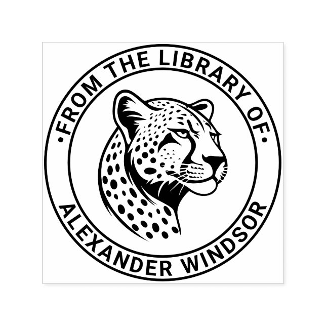 Cheetah Head #1 Bibliotek Bok Namn Självfärgande Stämpel (Design)
