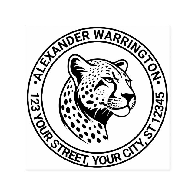 Cheetah Head #1 Namn Returadress Självfärgande Stämpel (Design)