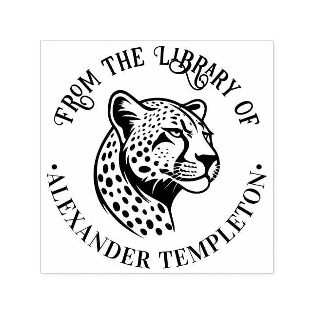 Cheetah Head #1P Bibliotek Bok Namn Självfärgande Stämpel (Design)