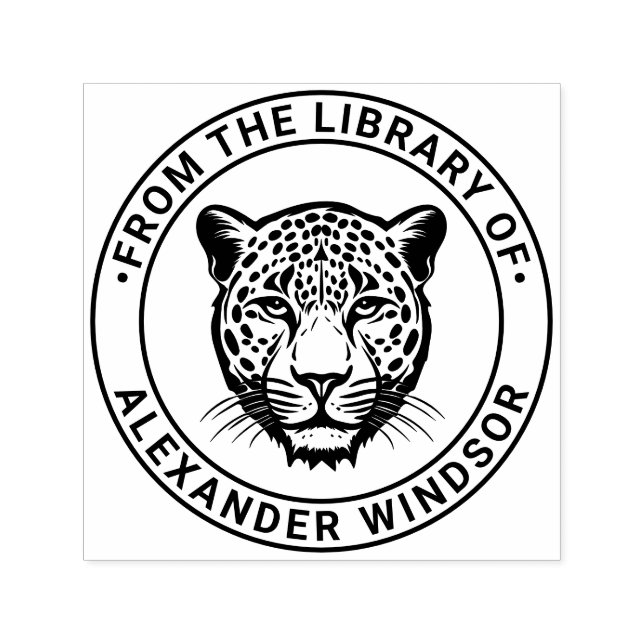 Cheetah Head #2 Bibliotek Bok Namn Självfärgande Stämpel (Design)