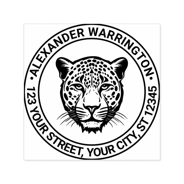 Cheetah Head #2 Namn Returadress Självfärgande Stämpel (Design)