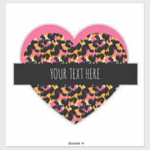 Cheetah Heart Rosa Text Car Sticker Klistermärken