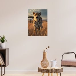 Cheetah i Golden Savannah Poster