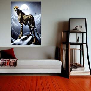 Cheetah i snöberget AI Art Poster