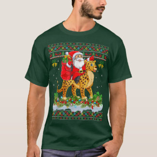 Cheetah Julafton Pajamas Ugly Santa Riding Cheetah T Shirt
