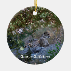 cheetah julgransprydnad keramik