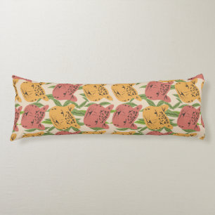 Cheetah Jungle Plants Greenery Coral Grönt Kroppskudde