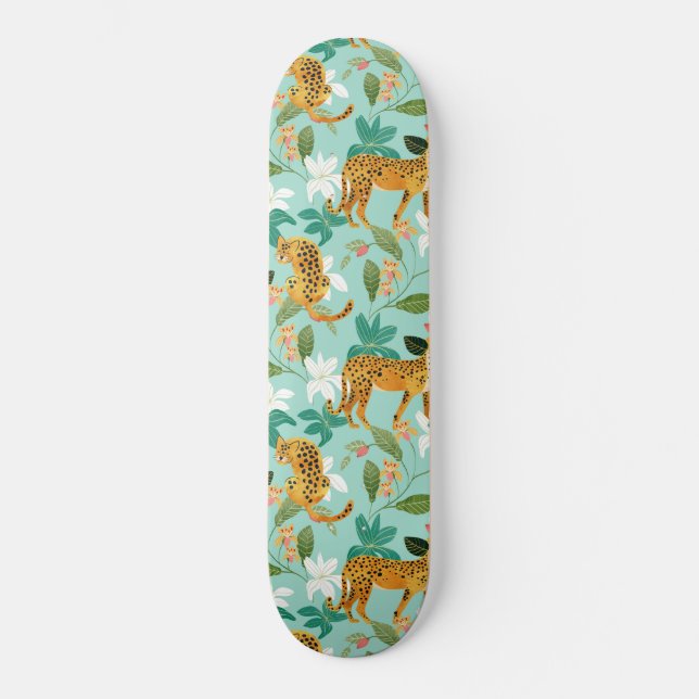 Cheetah Jungle, Wildlife Nature Vild katt Tigers Mini Skateboard Bräda 18,5 Cm (Framsida)