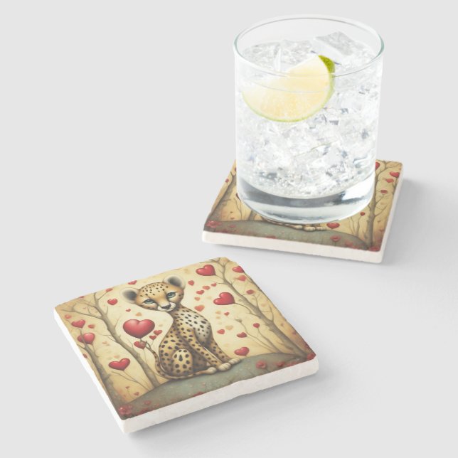 Cheetah Kärlek 3 Stenunderlägg (Sidan)