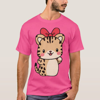 Cheetah Kawaii Ribbon Zoo Day Resa Boys Girls Kids T Shirt