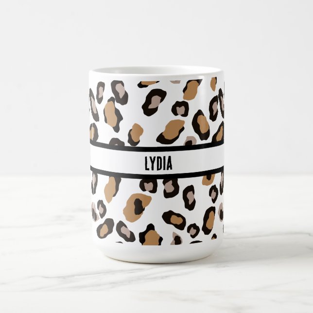 Cheetah, Leopard, Animal Print, Personlig Kaffemugg (Center)