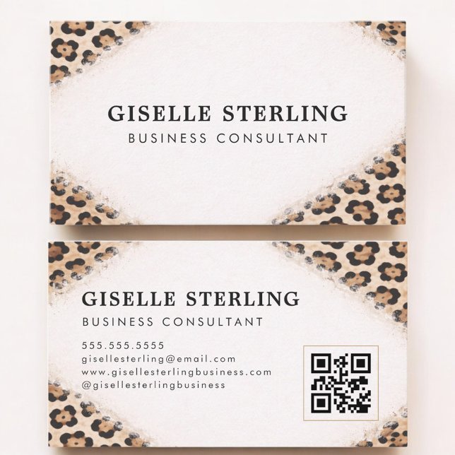 Cheetah Leopard Print QR-kod Professionell Visitkort (Skapare uppladdad)